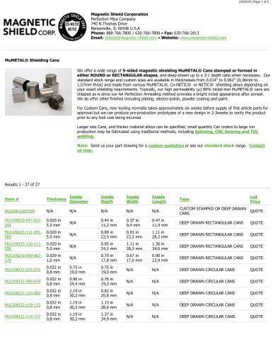 MUMETAL® SHIELDING CANS