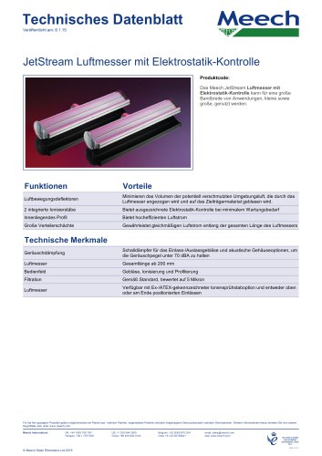 JetStream Luftmesser mit Elektrostatik-Kontrolle