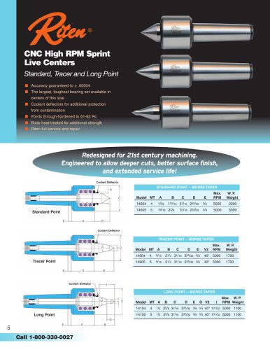 CNC High RPM Sprint Live Centers