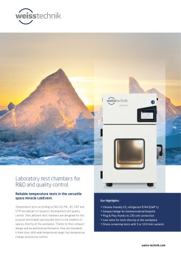 Laboratory test chambers for   R&D and quality control.