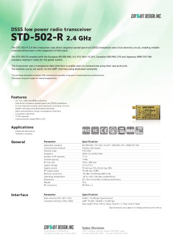 STD-502-R/DSSS low power radio transceiver