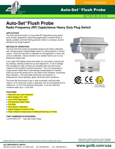 Auto-Set Flush Probe - Radio Frequency (RF) Capacitance Plug Switch