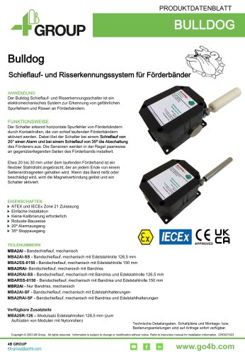 Bulldog - Transportband Schieflaufsensor & Bandabriß-Überwachungssystem