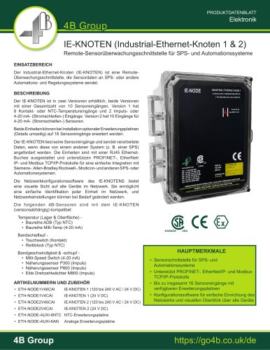 IE-KNOTEN (Industrial-Ethernet-Knoten 1 & 2) Remote-Sensorüberwachungsschnittstelle für SPS- und Automationssysteme