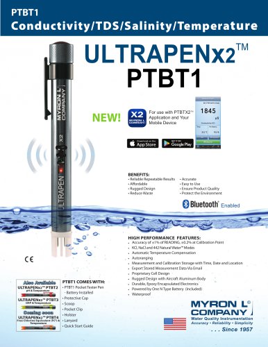 UltrapenX2&trade; PTBT1 Bluetooth&reg; Enabled Conductivity/TDS/Salinity/Temperature Pen