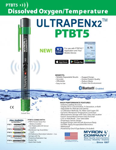 UltrapenX2&trade; PTBT5 Bluetooth&reg; Enabled Dissolved Oxygen (DO) & Temperature Pen