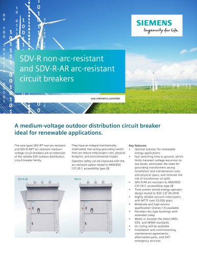 SDV-R non-arc-resistant and SDV-R-AR arc-resistant circuit breakers