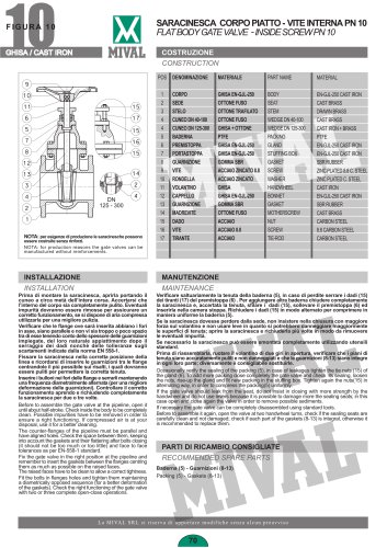 Flat body gate valve - Inside Screwpn 10