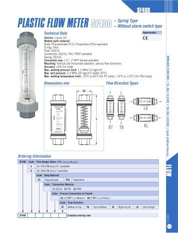 Plastic flow meter - SF400