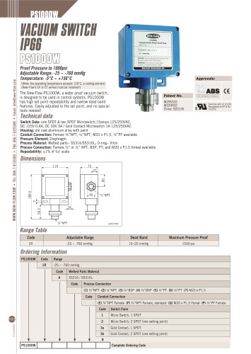 Vaccum switch - PS1000W