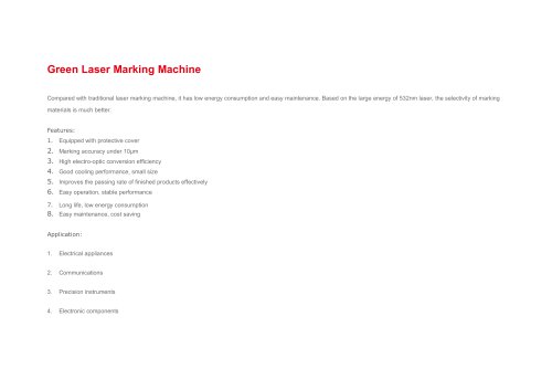 Green Laser Marking Machine