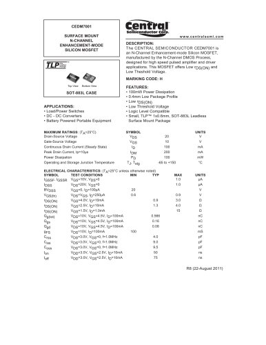 CEDM7001 Surface mount MOSFET N-Channel Enhancement Mode