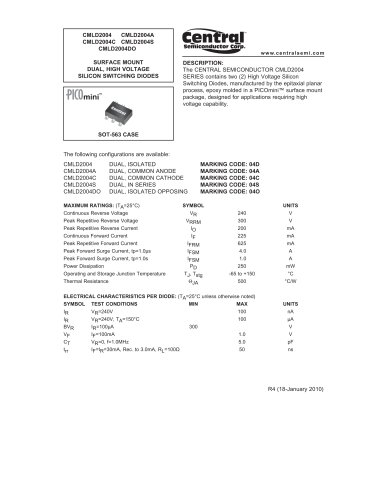 CMLD2004 Surface mount Diode-Switching Dual: High Voltage: Same Polarity