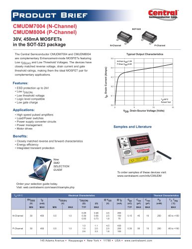 CMUDM7004 (N-Channel) and CMUDM8004 (P-Channel)