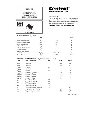 SURFACE MOUNT NPN HIGH CURRENT HIGH VOLTAGE SILICON TRANSISTOR