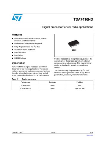 TDA7410ND Signal Processor