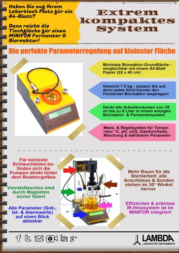 Äusserst kompaktes Bioreaktorsystem_LAMBDA MINIFOR Fermenter-Bioreaktor