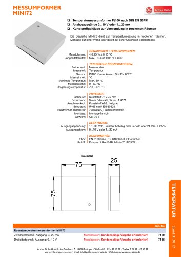 Datenblatt Raumsensor Mini72