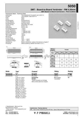 SMT - Board-to-Board Verbinder - RM 0,50mm