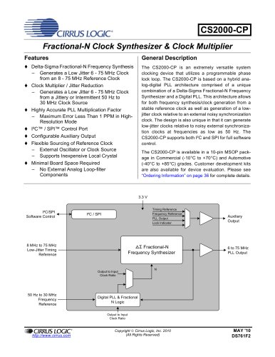 ClockCS2000 Family Generation and Multiplication/Jitter Reduction Solution