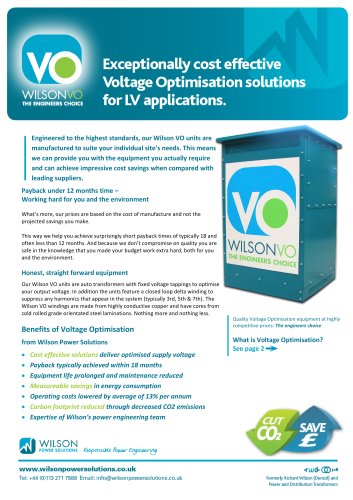 Wilson VO - Voltage optimisation for LV applications