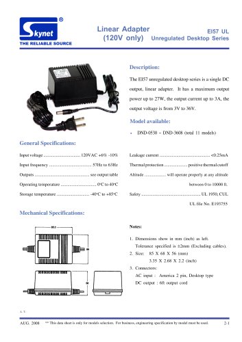 EI57 UL Unregulated Desktop Series