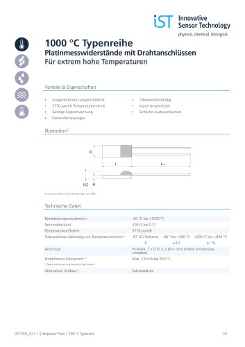 Pt 1000 °C Series Brochure de