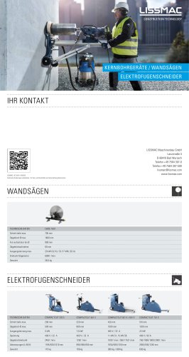 Kernbohrgeräte, Wandsägen, Elektrofugenschneider Katalog