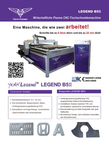 Yeah!Legend B5II Wirtschaftliche Plasma CNC-Tischschneidemaschine