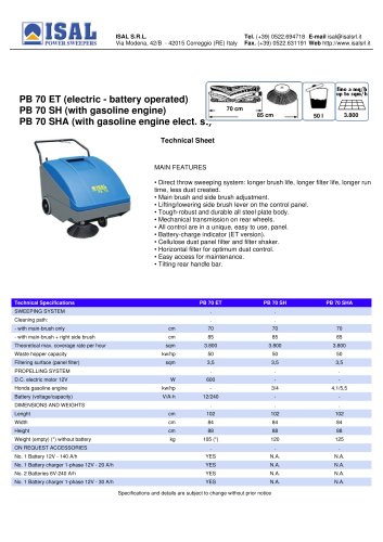PB 70 ET - PB 70 SH - PB 70 SHA