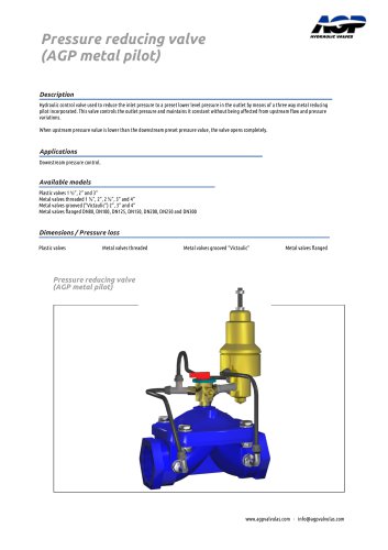 Pressure reducing valve (AGP metal pilot)