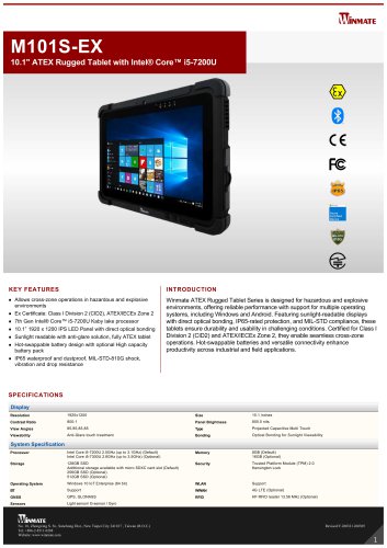 10.1" ATEX Rugged Tablet with Intel&reg; Core&trade; i5-7200U M101S-EX