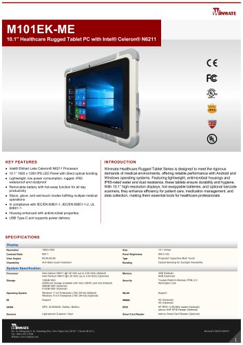 10.1" Healthcare Rugged Tablet PC with Intel&reg; Celeron&reg; N6211 M101EK-ME