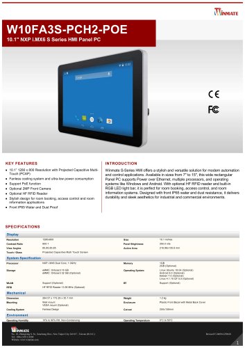 10.1" NXP i.MX6 S Series HMI Panel PCW10FA3S-PCH2-POE