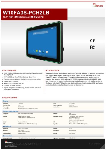 10.1" NXP i.MX6 S Series HMI Panel PCW10FA3S-PCH2LB