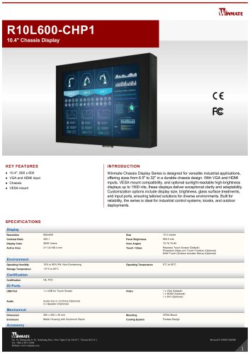 10.4" Chassis Display R10L600-CHP1