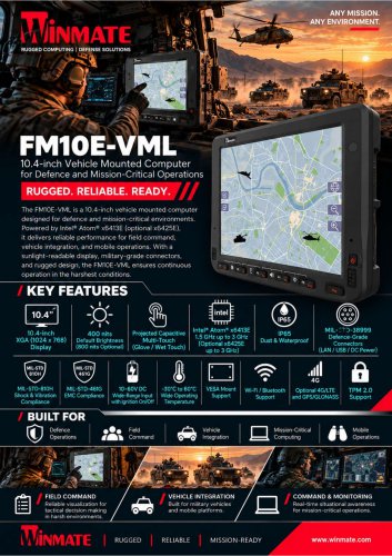 10.4" Intel Atom&reg; x6413E Vehicle Mounted Computer Defence Panel PC FM10E-VML