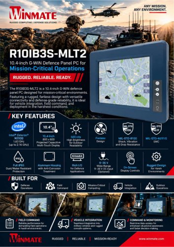 10.4" Intel&reg; Celeron&reg; N2930 G-WIN Defence Panel PC R10IB3S-MLT2