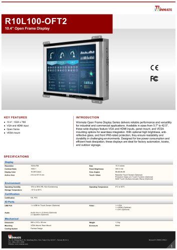 10.4” Open Frame Display R10L100-OFT2