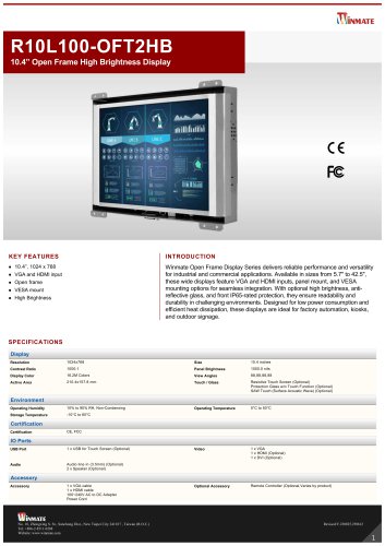 10.4” Open Frame High Brightness Display R10L100-OFT2HB