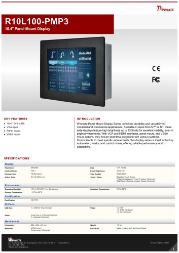 10.4" Panel Mount Display R10L100-PMP3