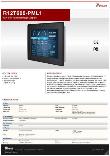 12,1-Zoll-Panelmontage-Display