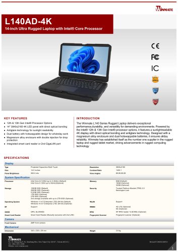 14-inch Ultra Rugged Laptop with Intel&reg; Core Processor L140AD-4K
