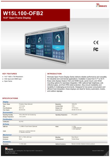 14.9” Open Frame Display W15L100-OFB2