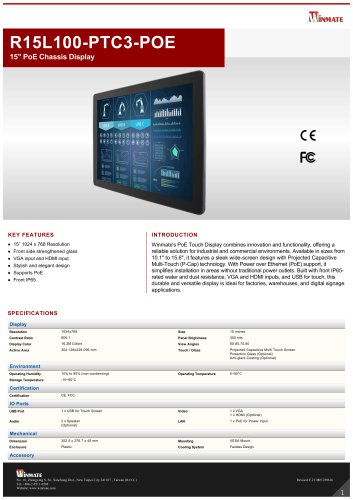15" PoE Chassis Display R15L100-PTC3-POE