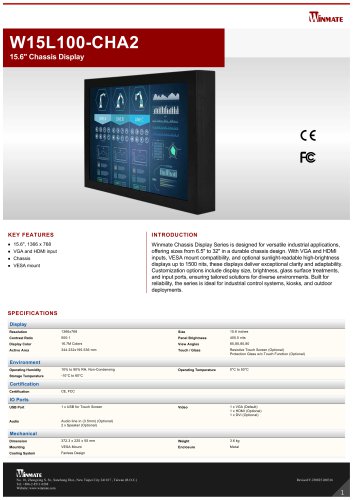 15.6" Chassis Display W15L100-CHA2