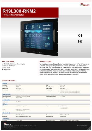 19" Industrial Touch Screen Monitor R19L300-RKM1
