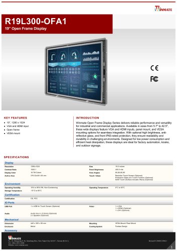 19&rdquo; Open Frame Display R19L300-OFA1
