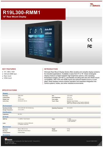 19" Rear Mount Display R19L300-RMM1