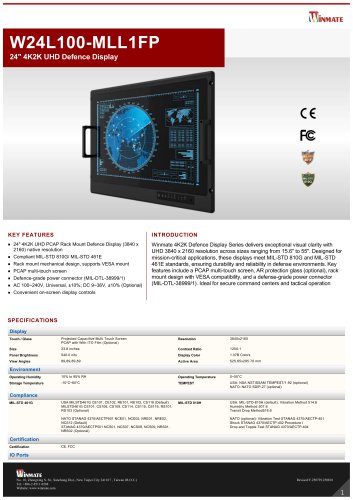 24" 4K2K UHD Defence Display W24L100-MLL1FP